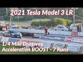 2021 Tesla Model 3: 1/4 Mile Drag Strip Passes with Acceleration Boost!