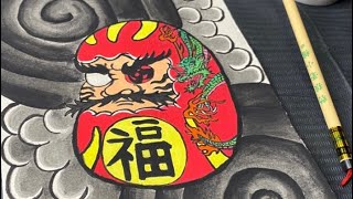 How To Draw Traditional Tattoos | How To Draw a Japanese Daruma |Time-Lapse | Best Tattoo