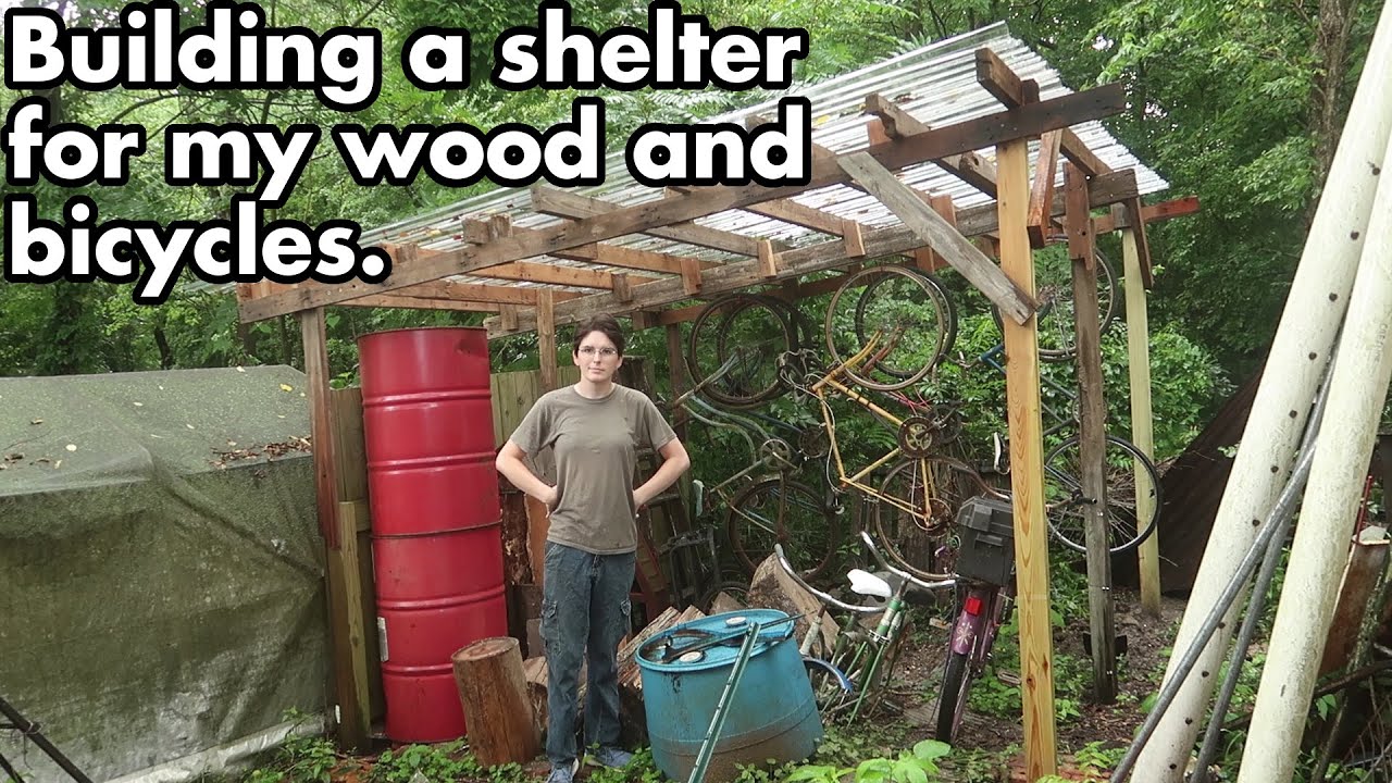 Building a shed without walls for sheltering bicycles, solar kiln for ...