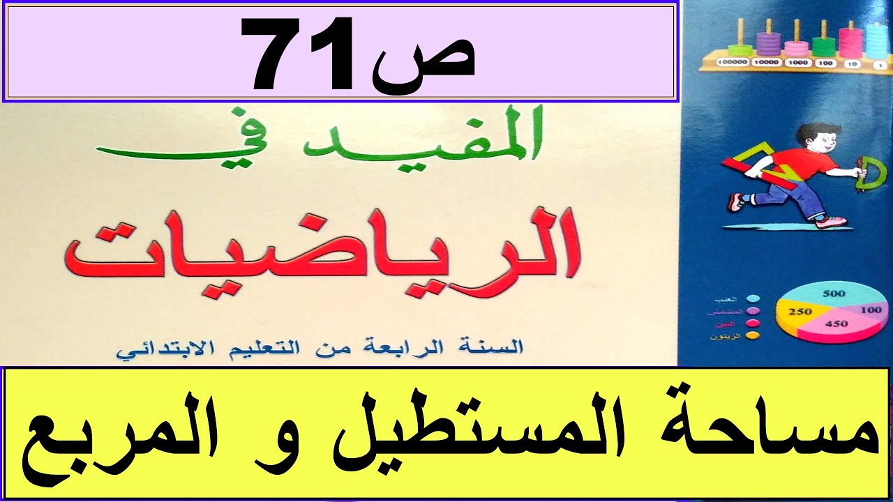 مساحة المستطيل و المربع  ص71 المفيد في الرياضيات المستوى الرابع طبعة2020