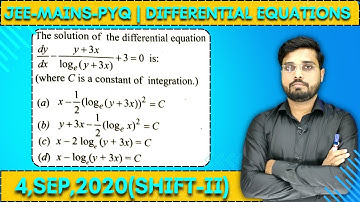 JEE Mains 2020 PYQ [4,SEP,2020(Shift-II)] || Find the Solutions || Differential Equations PYQ