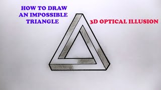 HOW TO DRAW AN IMPOSSIBLE TRIANGLE 3D OPTICAL ILLUSION – VIDEO TUTORIAL STEB BY STEP