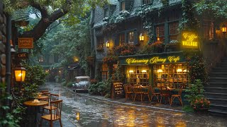 Rainy Day Jazz Playlist 🌧️ Cozy Vintage Street Café Ambience & Nostalgic Piano Jazz for Study, Relax