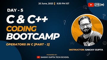 Day 5 | Learn C & C++ Coding Live & Free with Sanjay Gupta | Sanjay Gupta Tech School