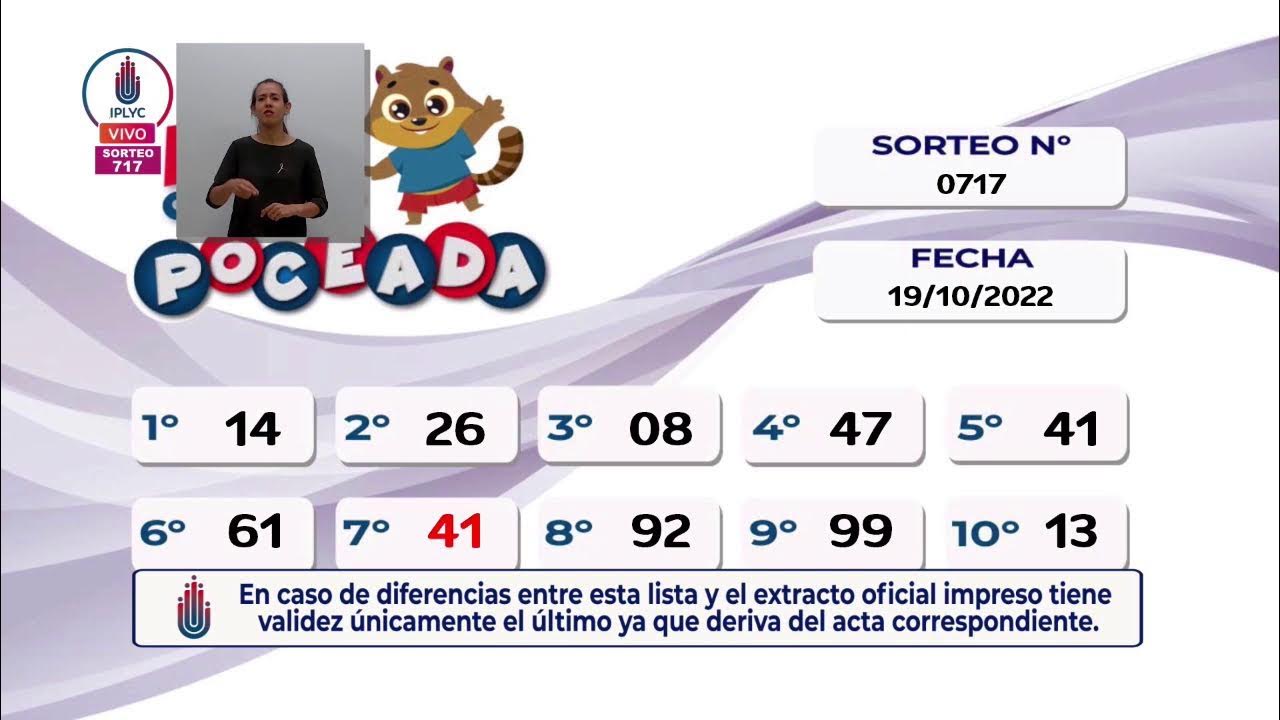 Sorteos 4075 Quiniela Primera Matutina, y 717 Mini Quiniela Poceada, 19