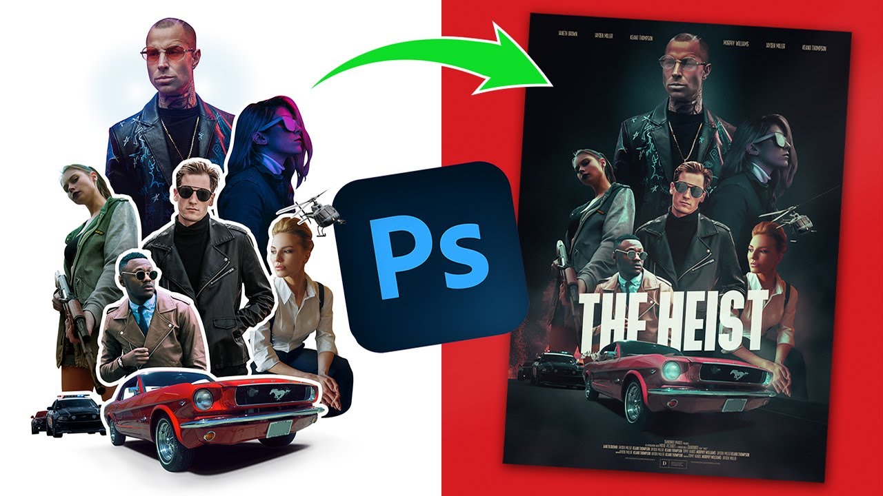 CÓMO CREAR un PÓSTER de PELÍCULA de ACCIÓN en PHOTOSHOP 🚓🚓