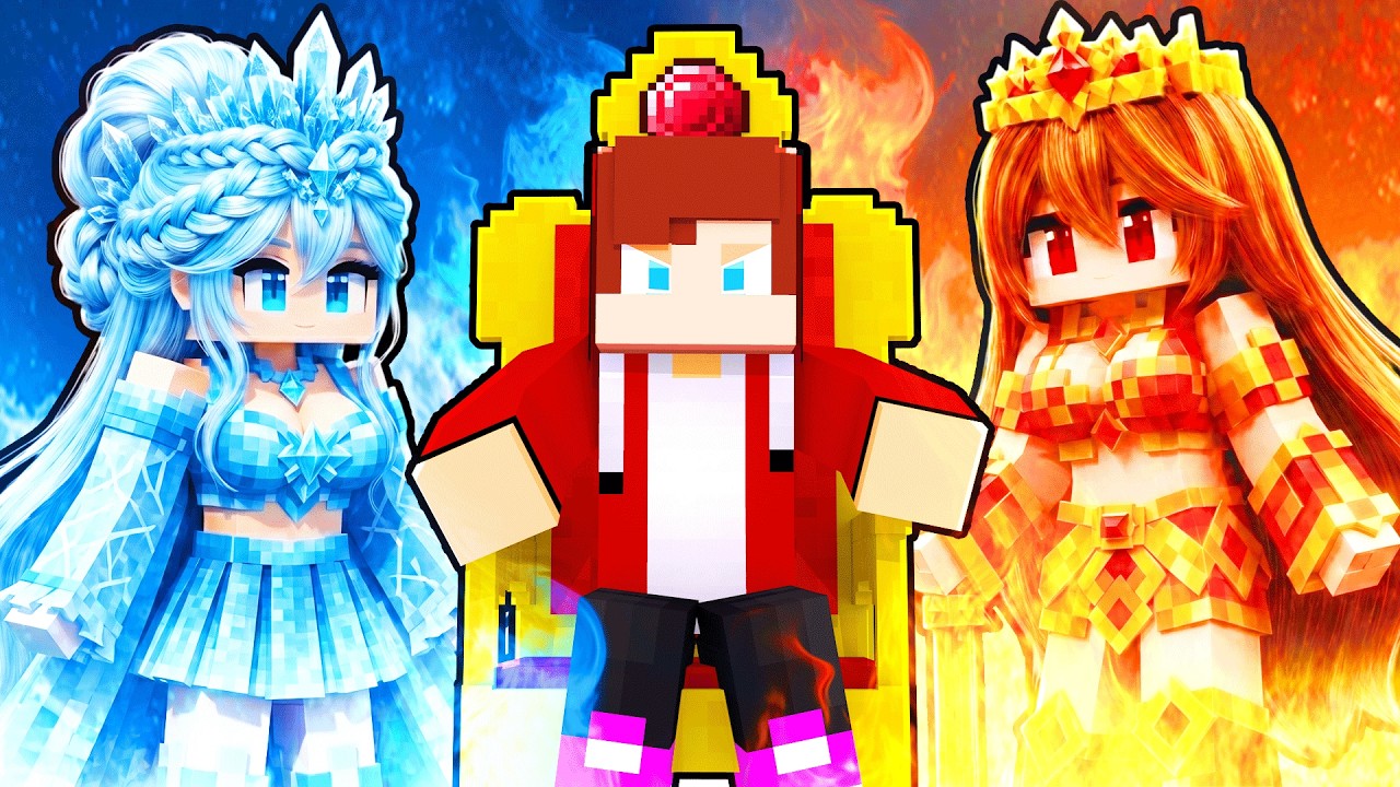 JJ Became a KING and Met FIRE and ICE GIRL SISTERS!? Can Mikey SAVE the WORLD? - Maizen Minecraft