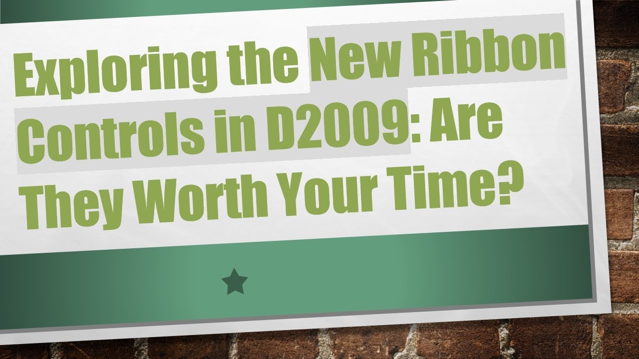 Exploring the New Ribbon Controls in D2009: Are They Worth Your Time ...