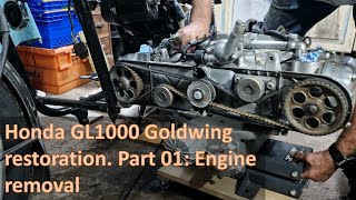 Honda GL1000 Goldwing restoration. Part 01: Engine removal
