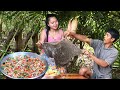 Amazing Couple Cooking Cow Stomach Salad with Banana Flower Recipe