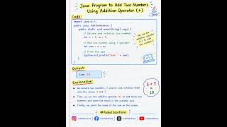 Java Program to Add Two Numbers Using Addition Operator (+)