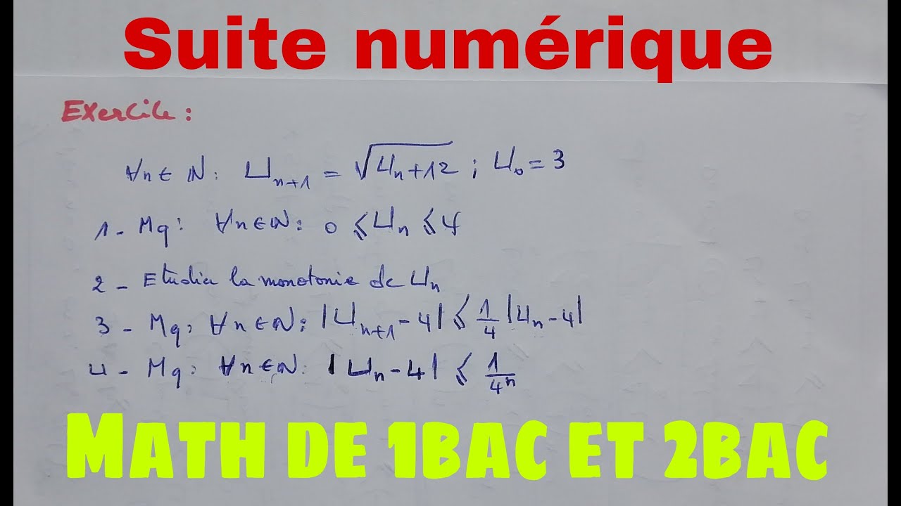 exercice se pose au controle sur les suites....math de 1bac et 2bac