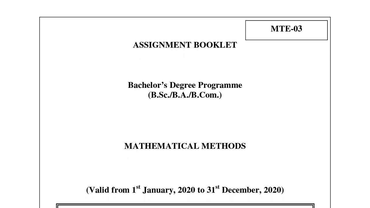 IGNOU MTE 3 mathatical methods assignment 2020