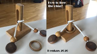 Wood puzzle. How to free the ring.