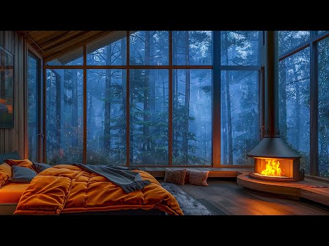 Cozy Evening Rainfall ASMR Sounds for Relaxation, Sleep Therapy 🔥 Cozy Bedroom, Stress Relief