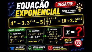 Equação Exponencial DIFÍCIL resolvida passo a passo!