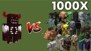 The Blood warden vs All mobs 1000X in Minecraft-Every mobs 1000X vs The Blood warden/Mob Battle