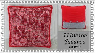 Illusion Squares Mosaic Crochet Cushion Part 1 of 4