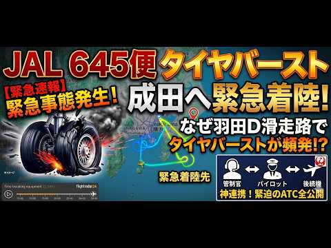 【航空無線】JAL645便タイヤパンク！後続機からのレポートと羽田ローパスを経て成田へ見事着陸させたプロの連携記録