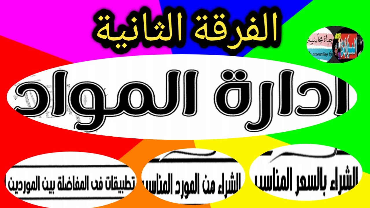 ادارة المواد*الفرقة الثانية*الشراء بالسعر المناسب*الشراء من المورد المناسب*المصادر والمعايير 2021