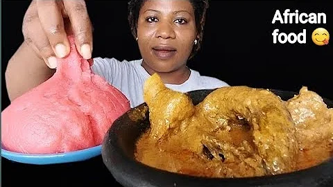Nigeria food ASMR/ Peanut 🥜 soup and fufu mukbang African food eating Sound