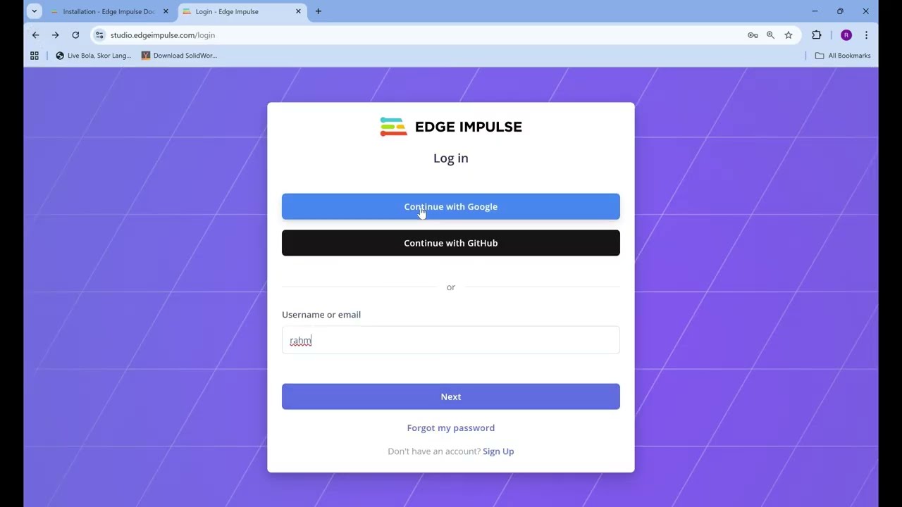 Installation and connection CLI Edge Impulse