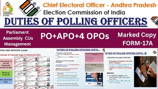 💐Duties of Polling Officers PO APO OPOs Marked Copy,FORM-17A,CUs of HOP&AS at a glance On Poll Day💐