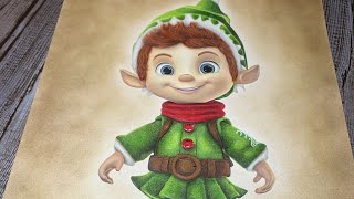 Adorable Elf Adult Coloring Page