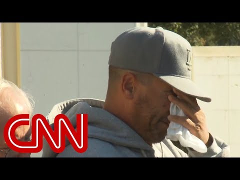 Dad breaks down to media after news of son's death