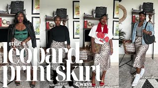 EASY OUTFIT inspo. Styling A Satin LEOPARD PRINT SKIRT From AMAZON 4 Ways!