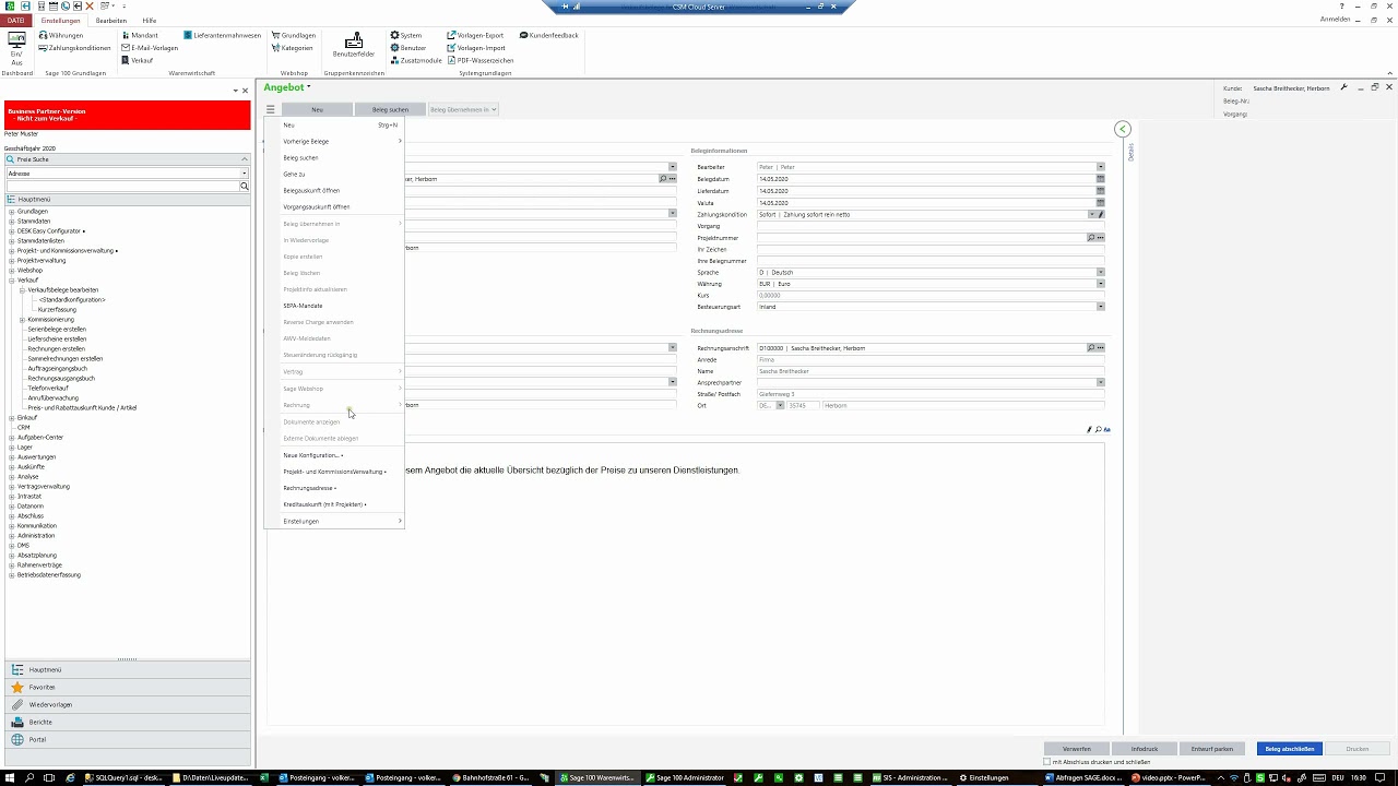 Sage 100 Verkauf Teil 1 (Schulung)