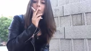 Beautiful French Brunette Girl Smoking