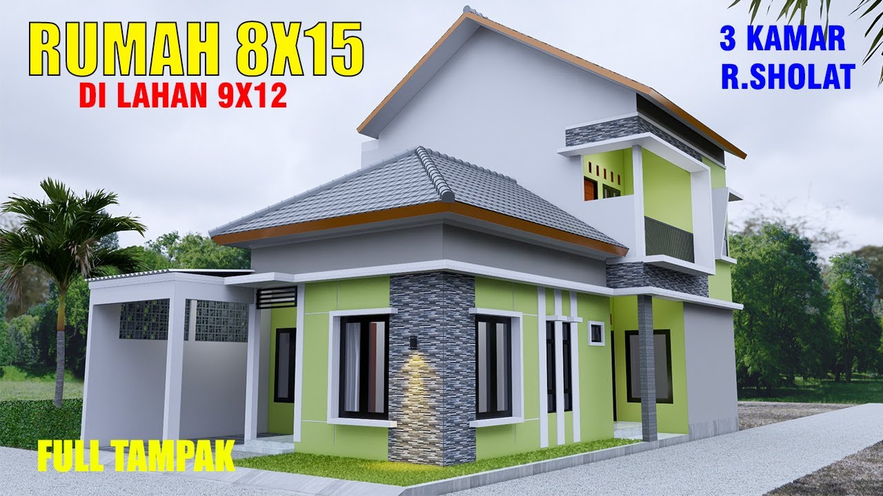 Desain Rumah Minimalis Modern Ukuran 8x16 Meter 3 Kamar Tidur 1 Lantai YouTube