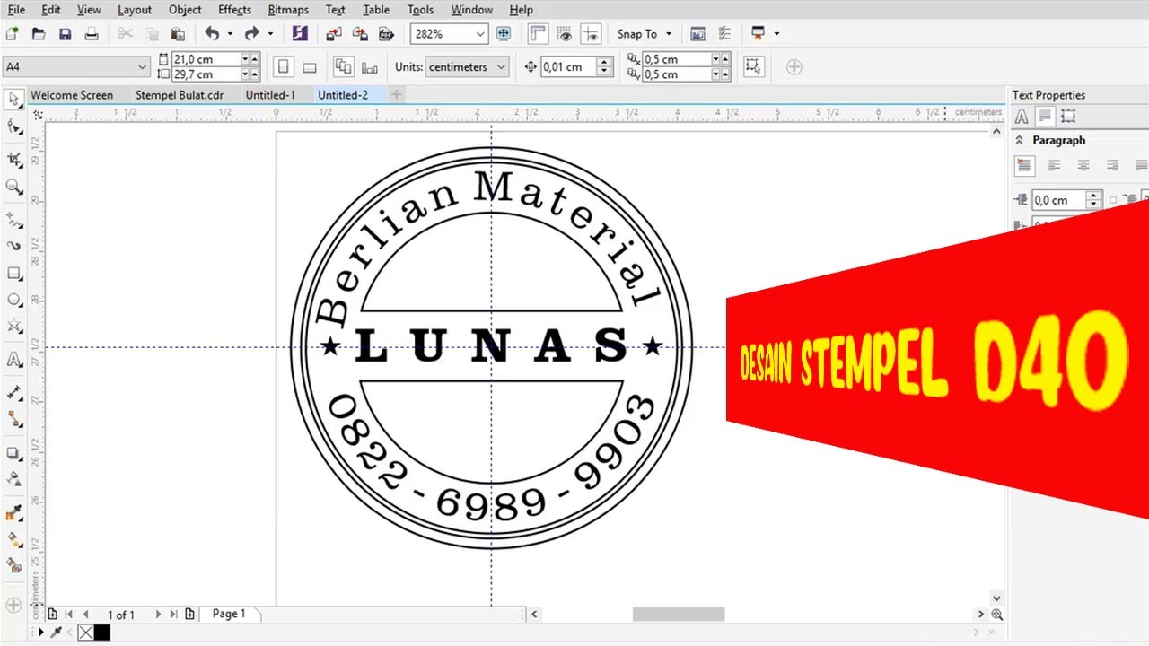  Cara  Membuat Desain  Stempel  Lunas Bulat D40 YouTube