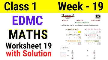 EDMC Class 1 Maths Week 19 Worksheet 19 / Class 1st maths worksheet 19 Week 19 with solution
