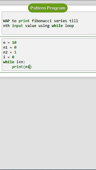 Fibonacci series using while loop ~ python loop | python program #code ...