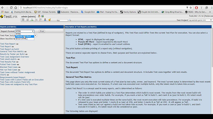 Hướng dẫn export test report từ testlink năm 2024