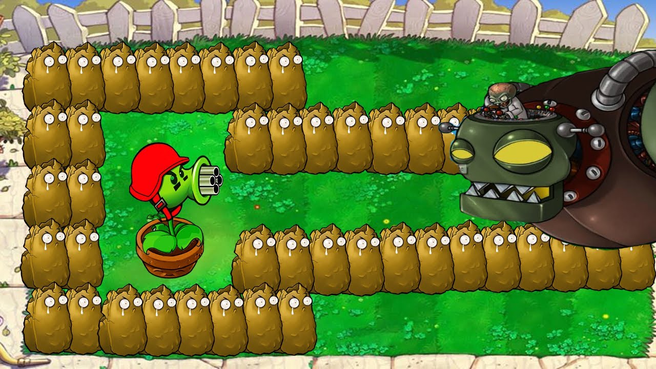 Plants vs Zombies - 999 Gatling Pea vs Dr. Zomboss - YouTube