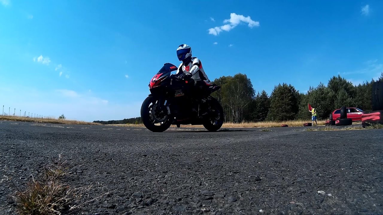 Motorcycle lowside crash, track day at Biała Podlaska Airport, Poland