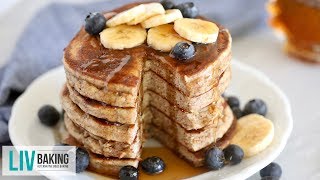 4-Ingredient Banana Pancakes | low carb, flourless, high protein | Liv Baking