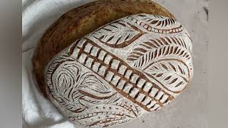 Scoring sourdough bread  abstract asymmetrical score