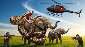 🐍Brave heroes save mother elephant from terrifying attack of giant python