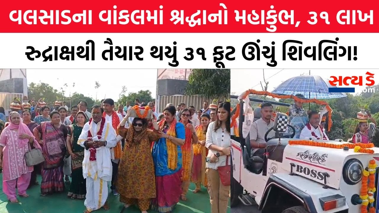 વલસાડના વાંકલમાં શ્રદ્ધાનો મહાકુંભ, ૩૧ લાખ રુદ્રાક્ષથી તૈયાર થયું ૩૧ ફૂટ ઊંચું શિવલિંગ!