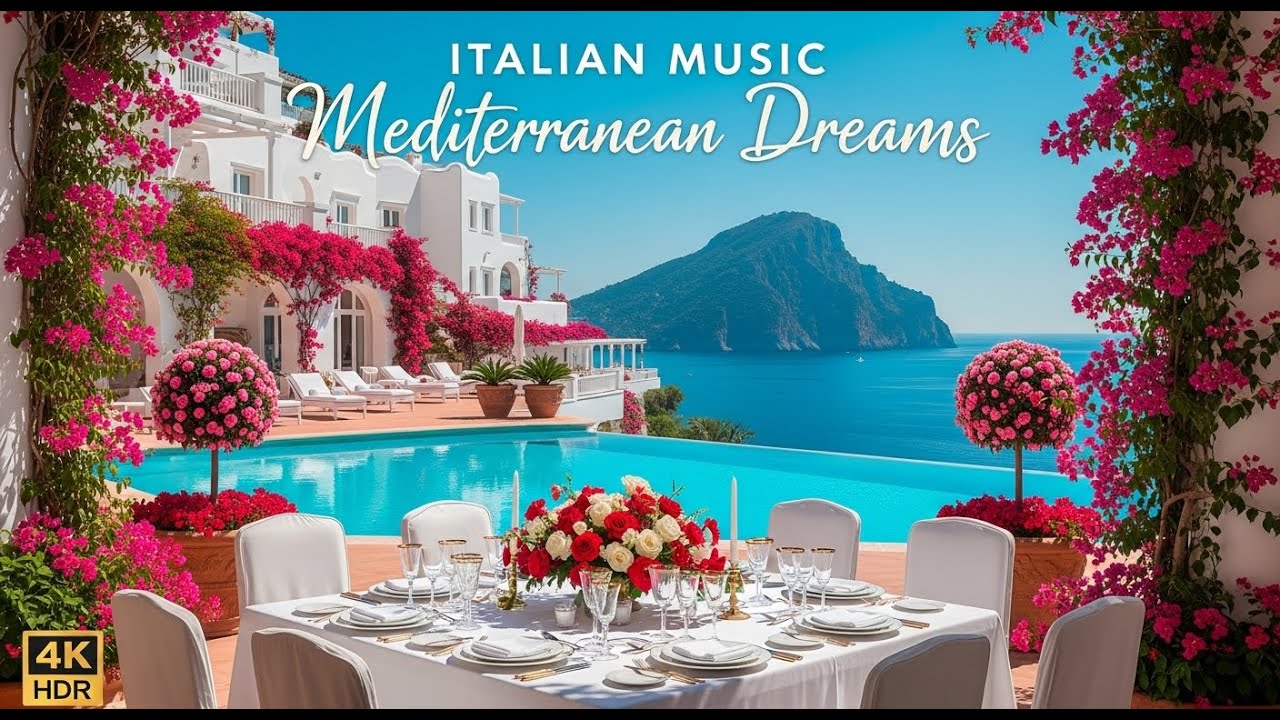 Romantic Mediterranean Vibes & Italian Music 🎶 3+ Hours Amalfi Coast & Tuscany Sunset 4K