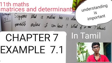 11th maths | chapter 7 | EXAMPLE 7.1 | MATRICES AND DETERMINANTS | MATHS MINDED | SSPR