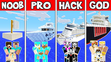 Minecraft NOOB vs PRO vs HACKER vs GOD FAMILY BOAT BUILD CHALLENGE in Minecraft Animation