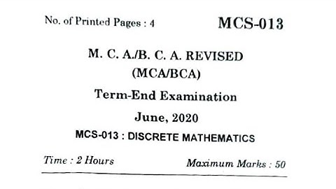 ignou BCA (MCS-13) Jun/September-2020 question paper||       Discrete Mathematics||.