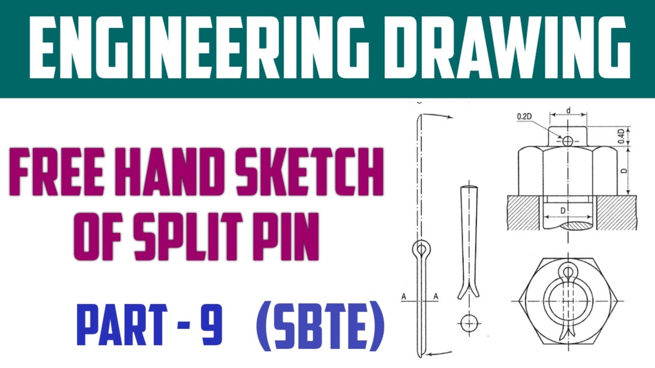 Free Hand Sketch of Split Pin Part9 Engineering Drawing SBTE