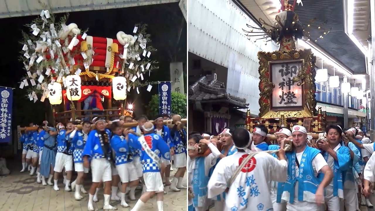 原田神社秋祭り 宵宮祭 布団太鼓 だんじり 子供神輿 額灯の宮出 大阪府