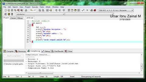 Program menghitung jarak (s=v*t) | Bahasa C